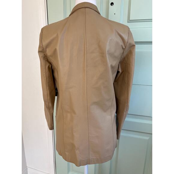 Vintage Wilsons Leather Camel Blazer – Soft Leather | Minimalist Neutral Jacket - Picture 3 of 9